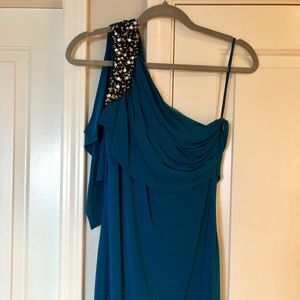 Dark teal Badgley Mishka Collection gown